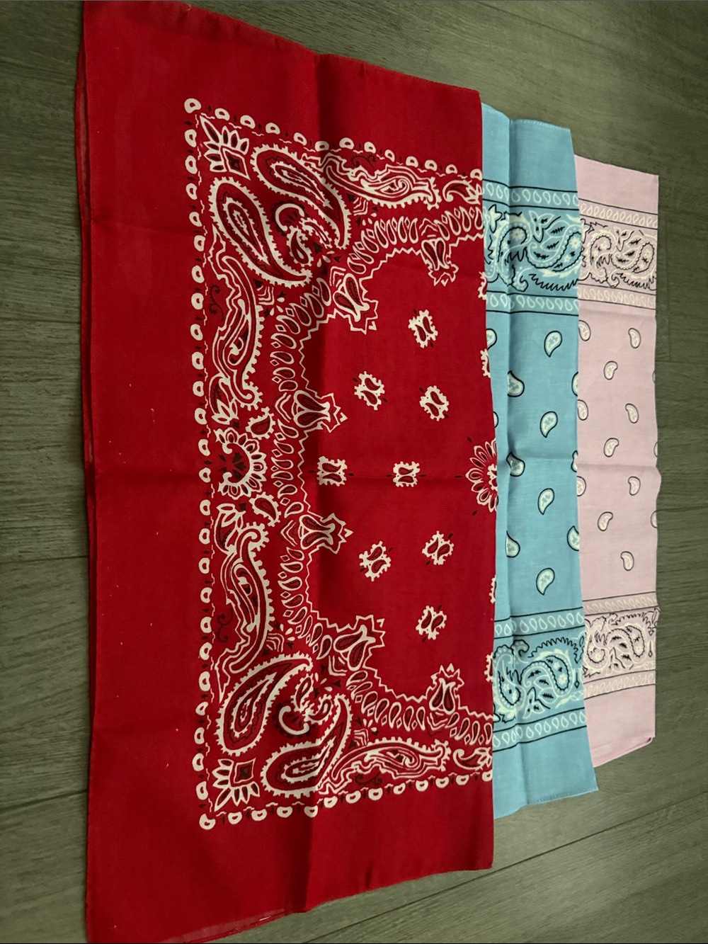 Classic Paisley Bandana Trio - Red, Light Blue, Pink